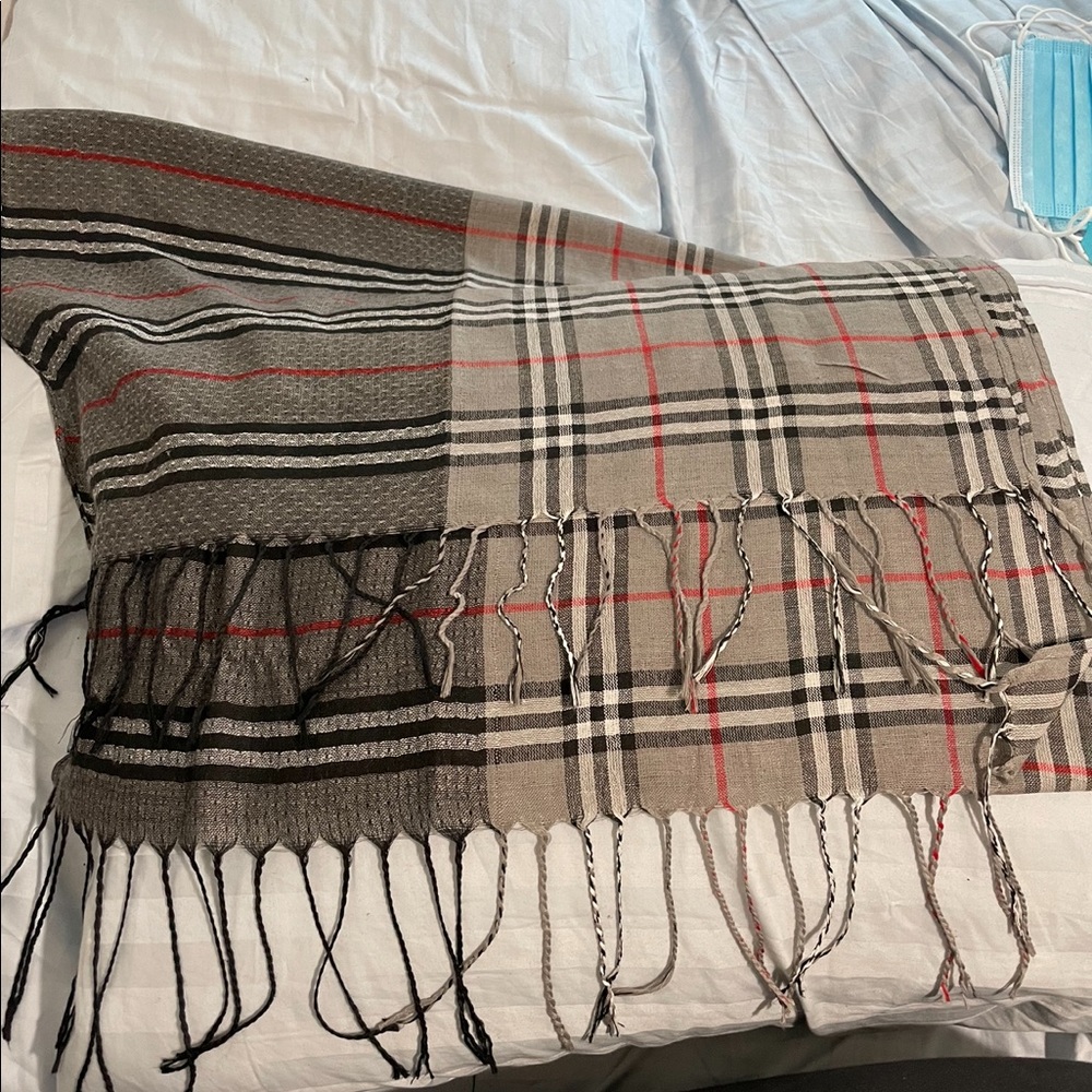 Gray, black, and red Plaid scarf - BRAND NEW